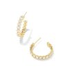 Kendra Scott Earrings | Cailin Gold Crystal Hoop Earrings In White Crystal