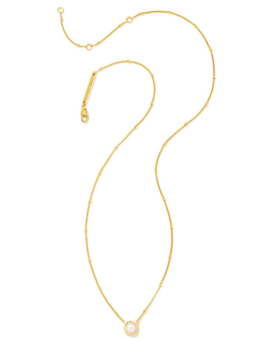 Kendra Scott Necklaces | Davie Pearl 18K Gold Vermeil Pendant Necklace In White Pearl