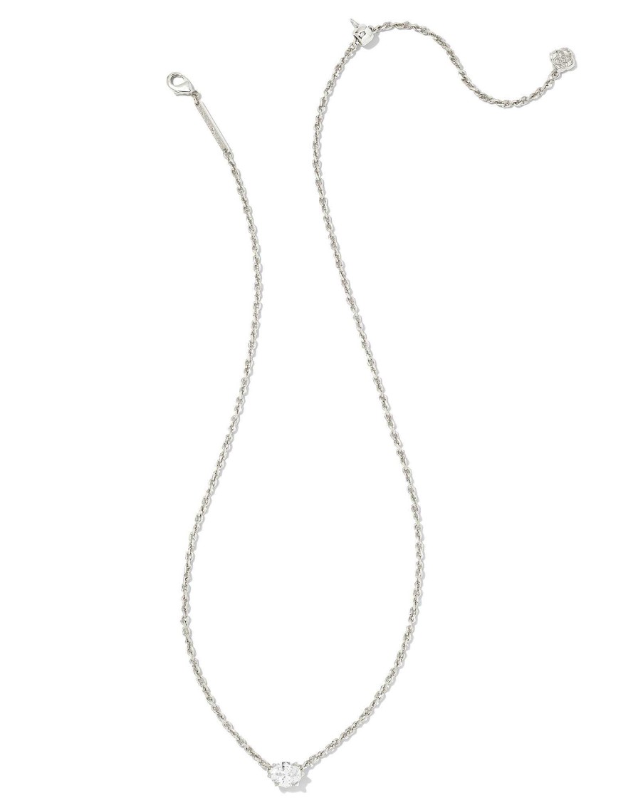 Kendra Scott Necklaces | Cailin Silver Pendant Necklace In White Crystal