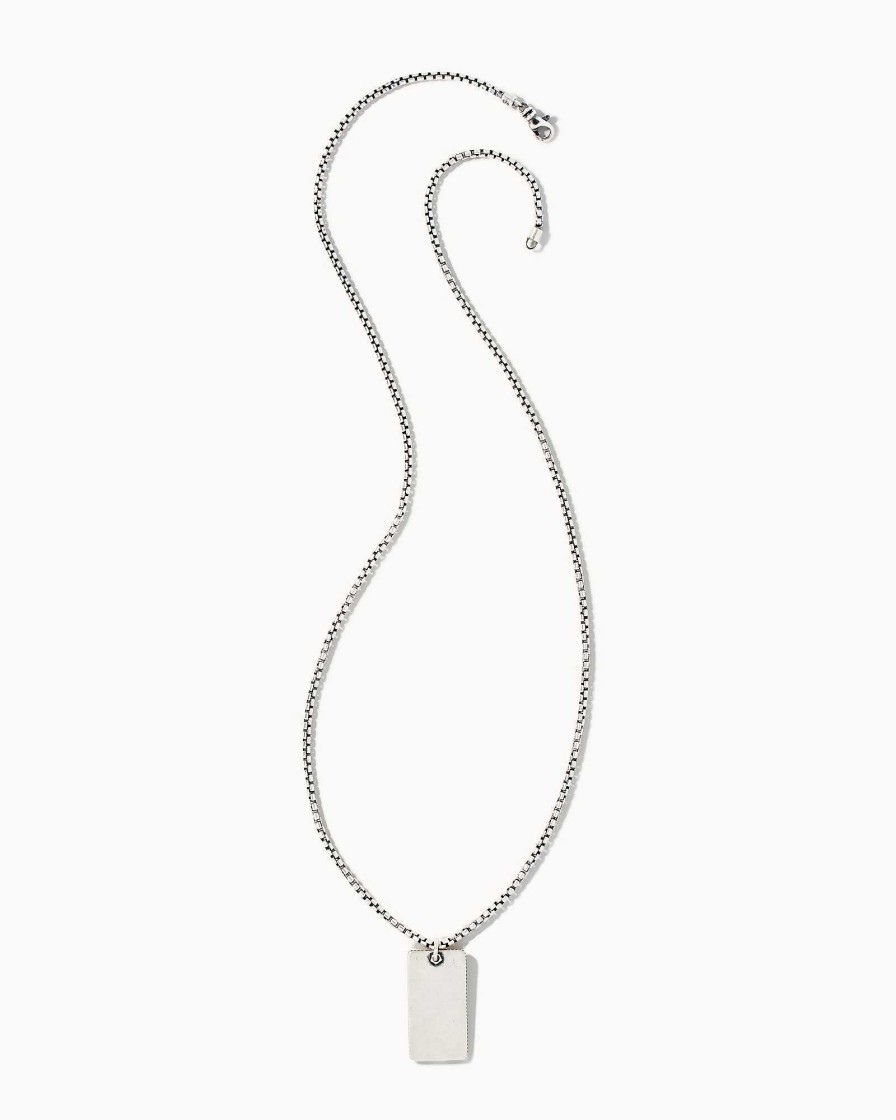 Kendra Scott Necklaces | Dog Tag Necklace In Oxidized Sterling Silver