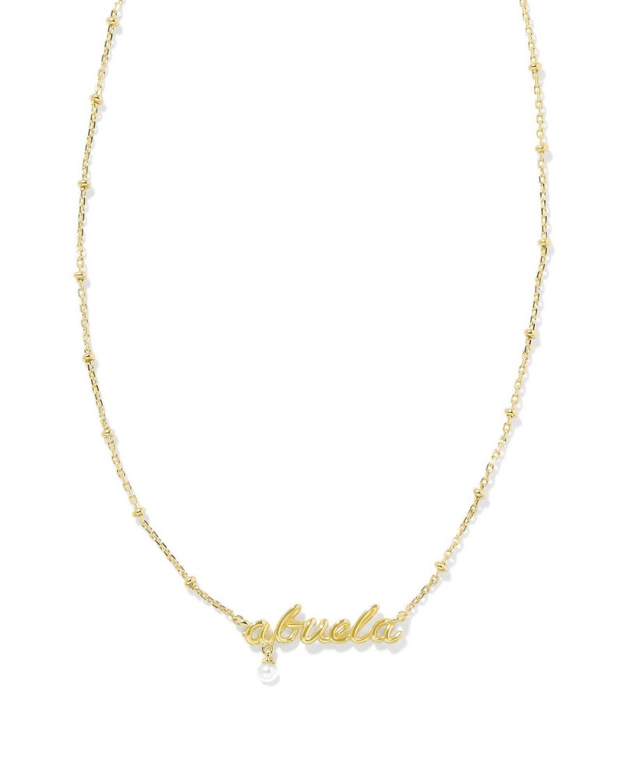 Kendra Scott Necklaces | Abuela Script Pendant Necklace In Gold