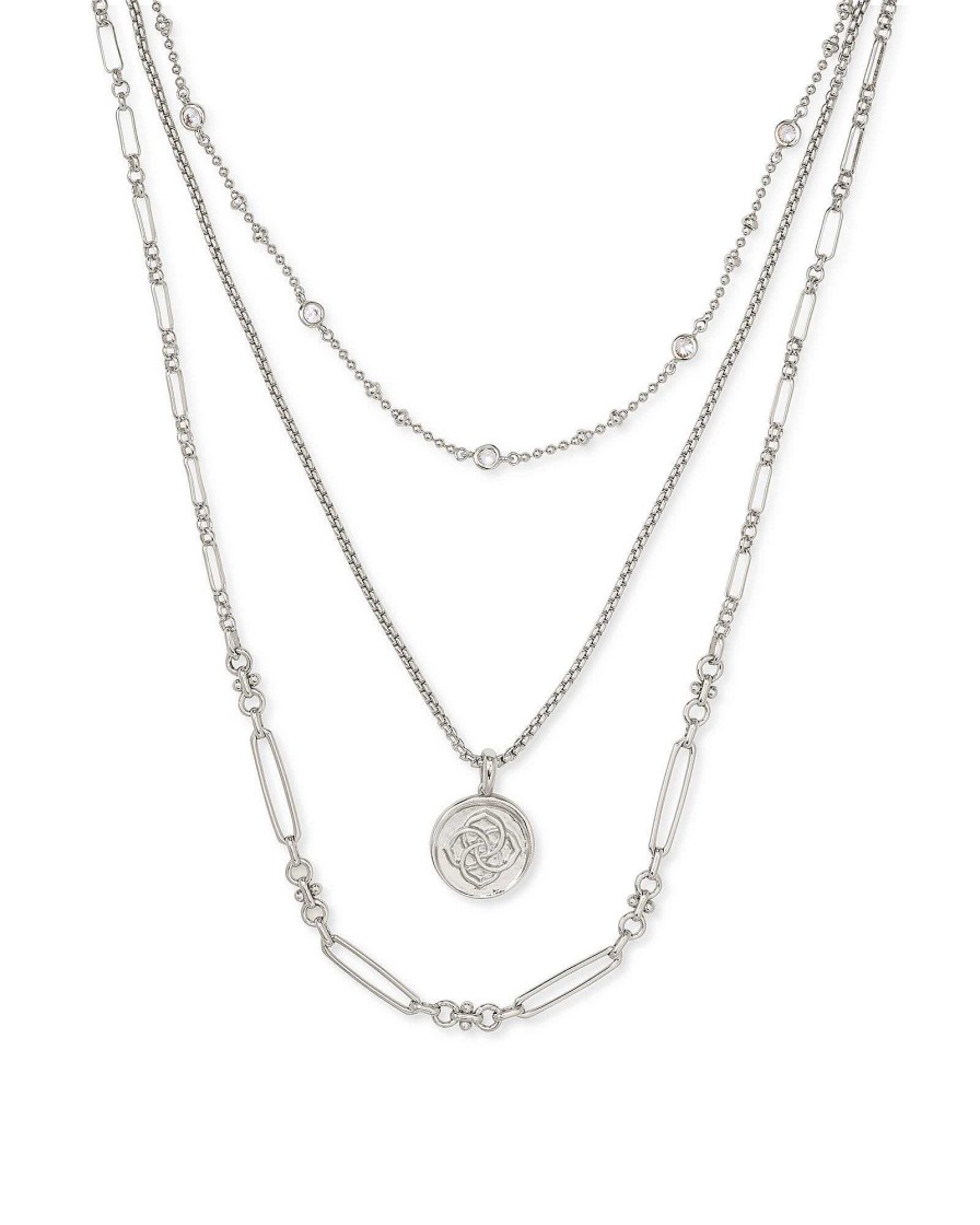 Kendra Scott Necklaces | Medallion Coin Multi Strand Necklace In Silver