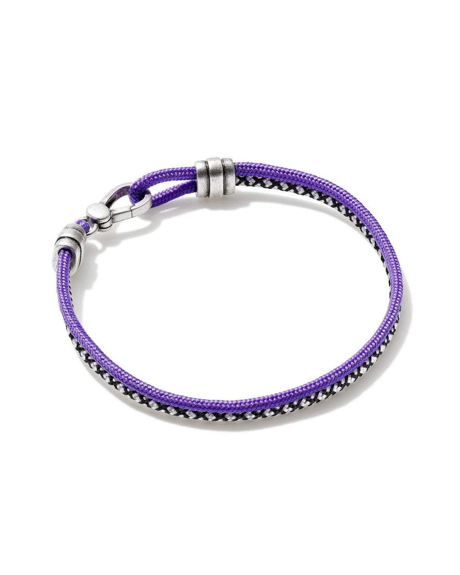 Kendra Scott Bracelets | Kenneth Oxidized Sterling Silver Corded Bracelet In Purple Mix