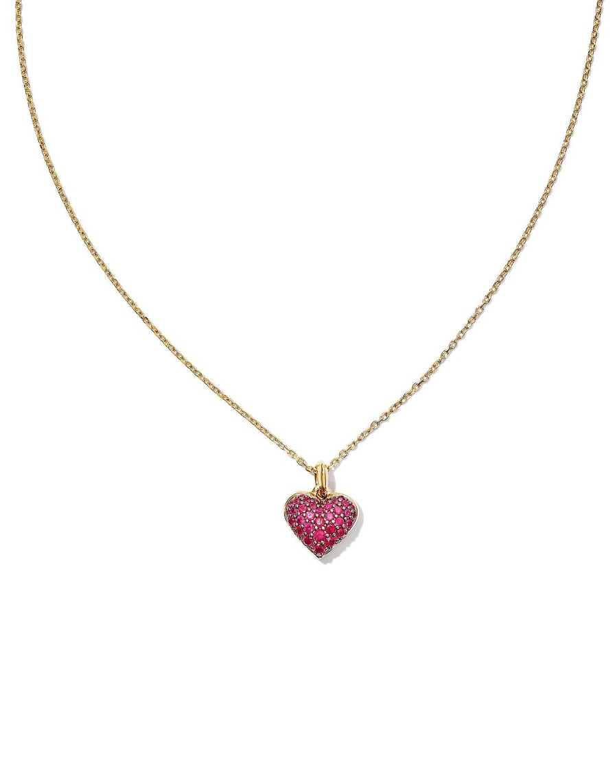 Kendra Scott Necklaces | Madeline 14K Yellow Gold Pendant Necklace In Ruby