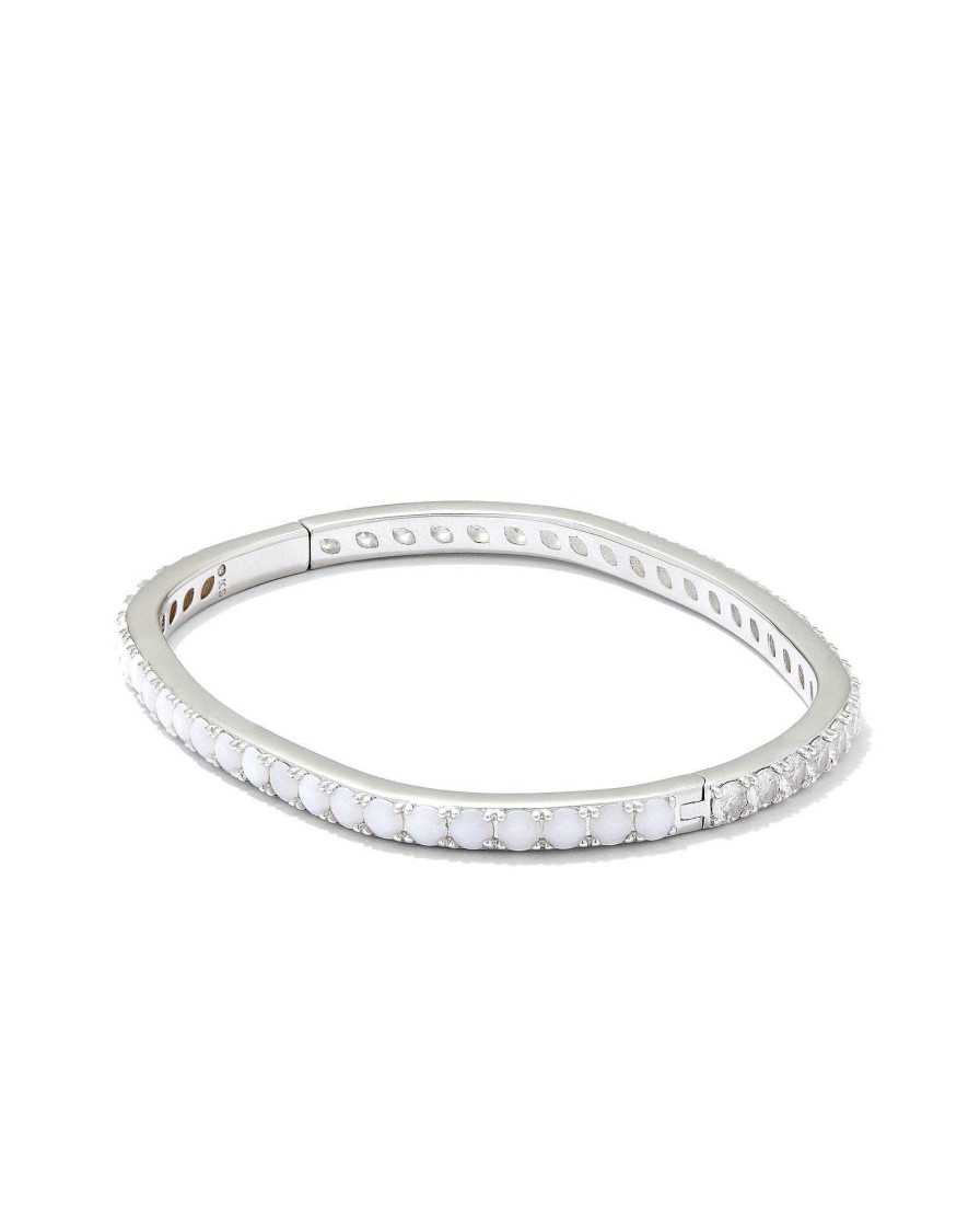 Kendra Scott Bracelets | Chandler Silver Bangle Bracelet In White Opalite Mix