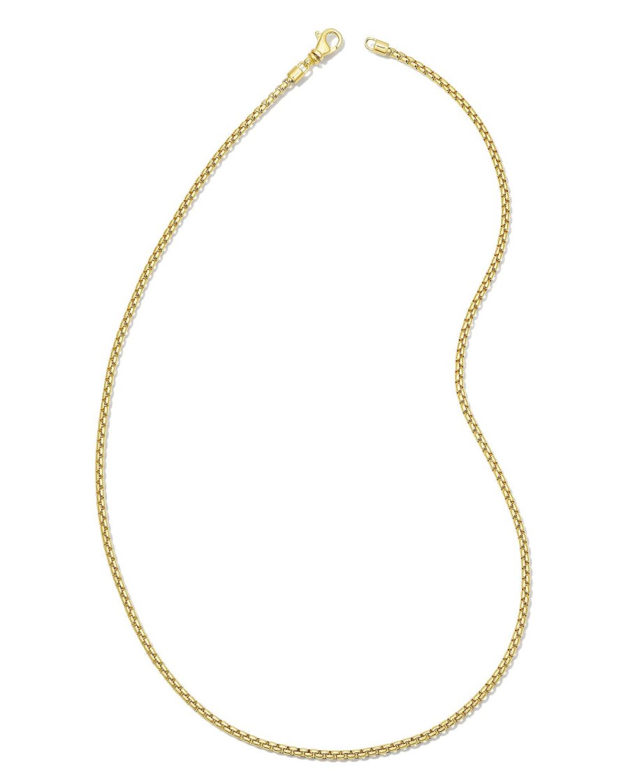 Kendra Scott Necklaces | Beck 20" Thin Round Box Chain Necklace In 18K Gold Vermeil