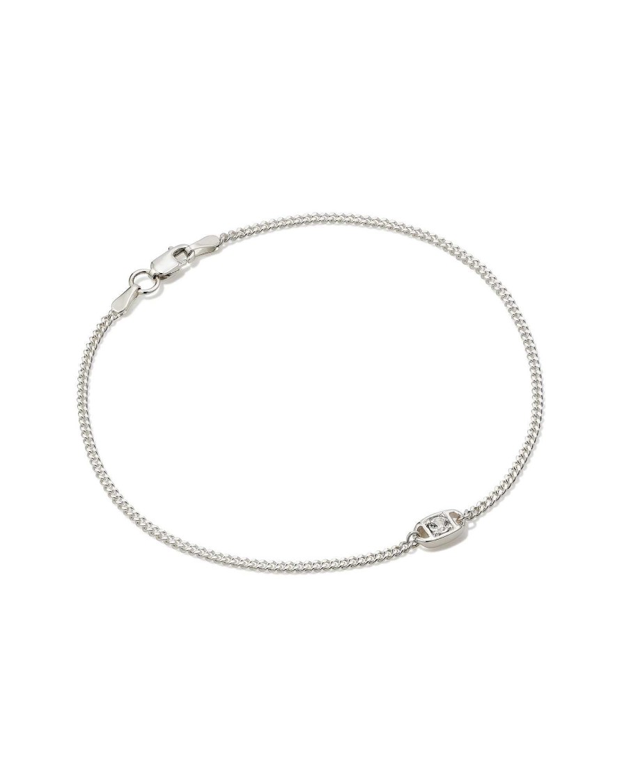 Kendra Scott Bracelets | Delaney Sterling Silver Curb Chain Bracelet In White Sapphire