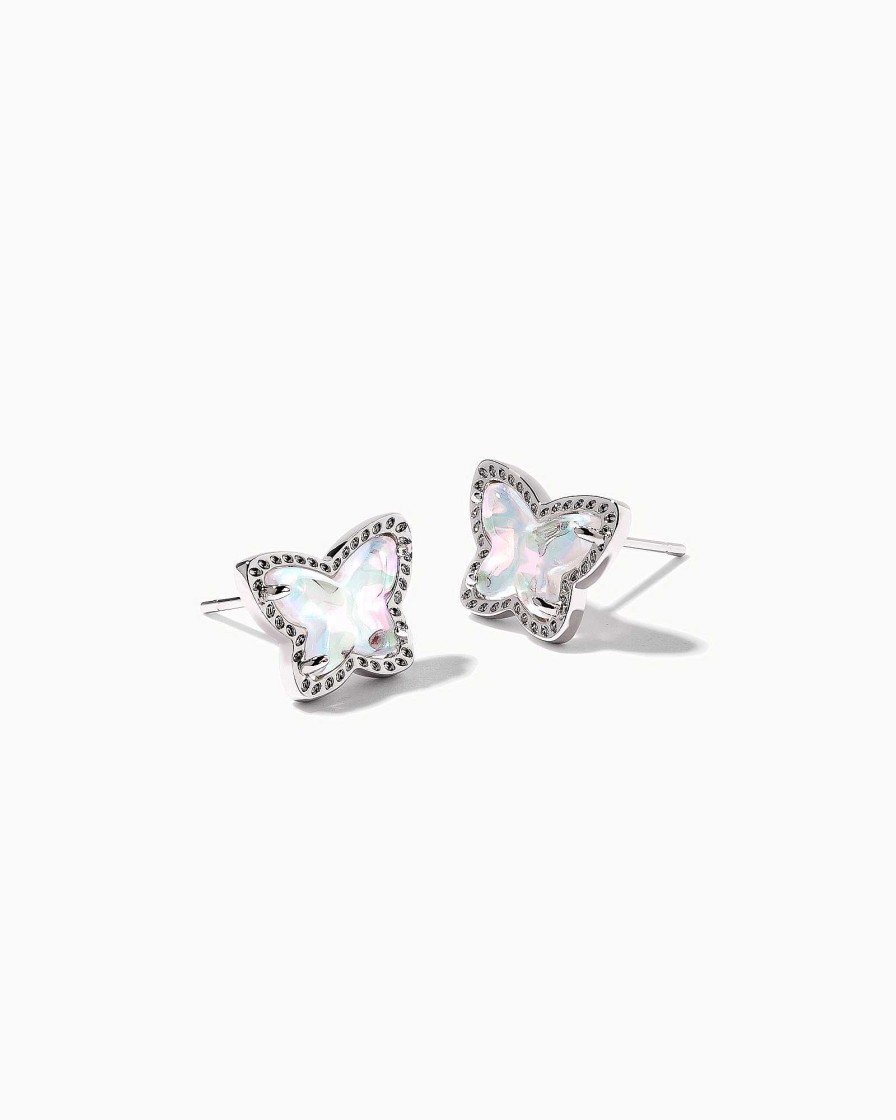 Kendra Scott Earrings | Lillia Butterfly Silver Stud Earrings In Dichroic Glass