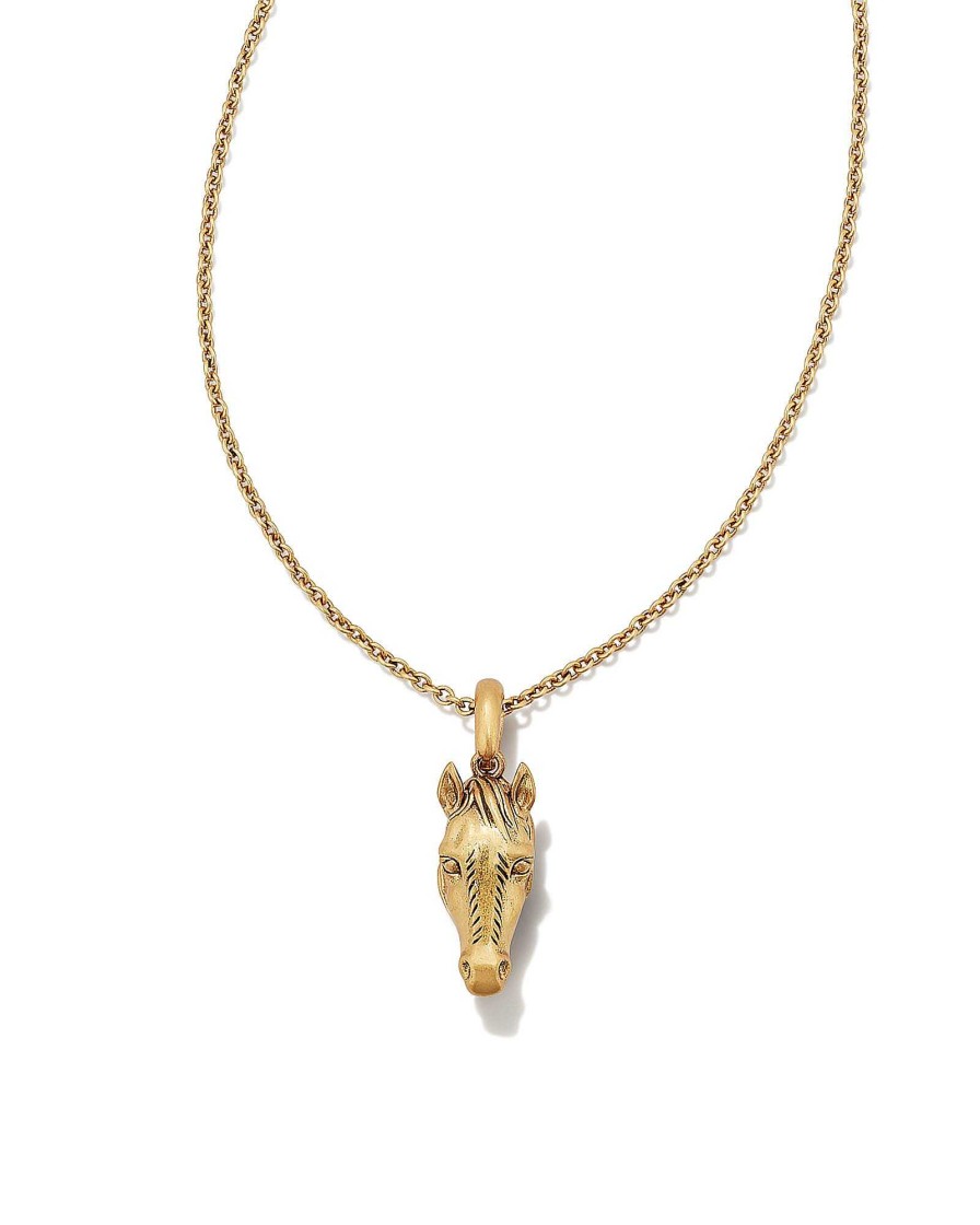 Kendra Scott Necklaces | Beau Horse Pendant Necklace In Vintage Gold