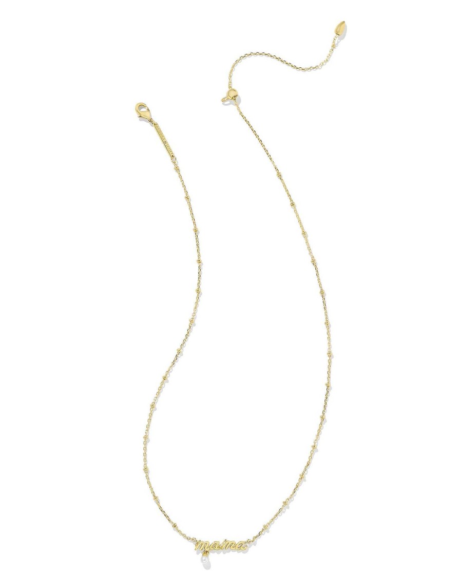 Kendra Scott Necklaces | Mama Script Pendant Necklace In Gold