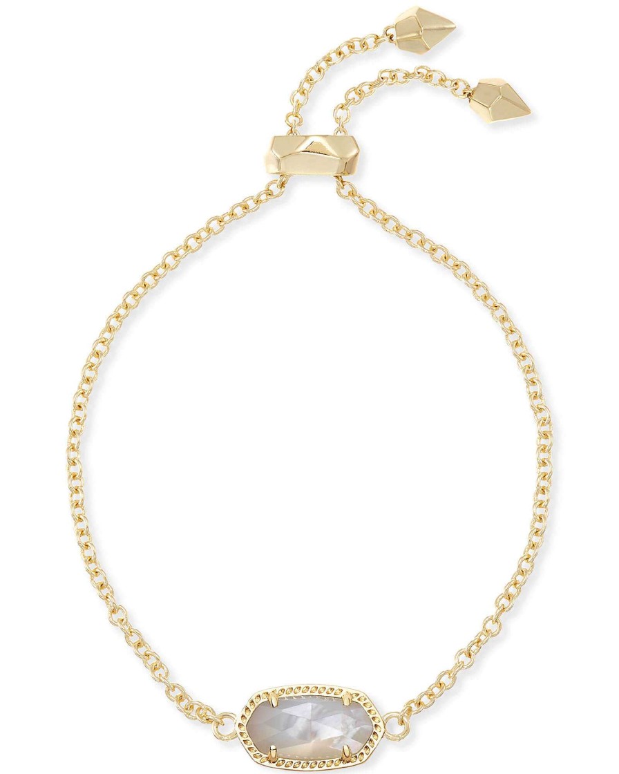 Kendra Scott Bracelets | Elaina Gold Adjustable Chain Bracelet In Ivory Mother-Of-Pearl