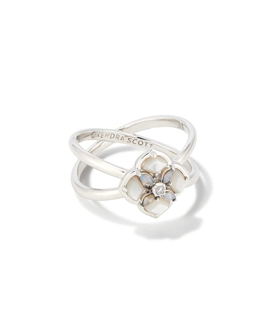 Kendra Scott Rings | Dira Stone Silver Double Band Ring In Ivory Mix