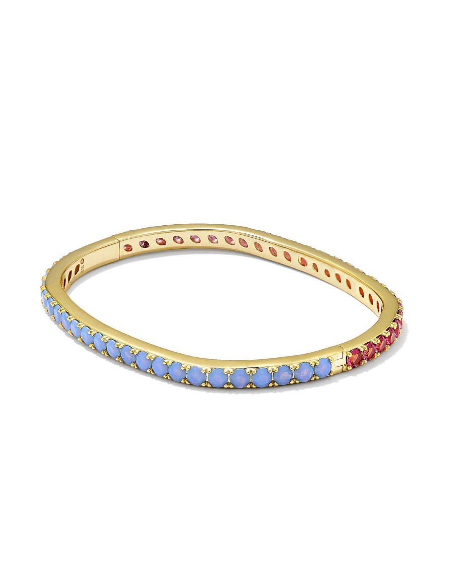 Kendra Scott Bracelets | Chandler Gold Bangle Bracelet In Pink Blue Mix