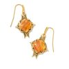 Kendra Scott Earrings | Cass Vintage Gold Drop Earrings In Orange Banded Agate