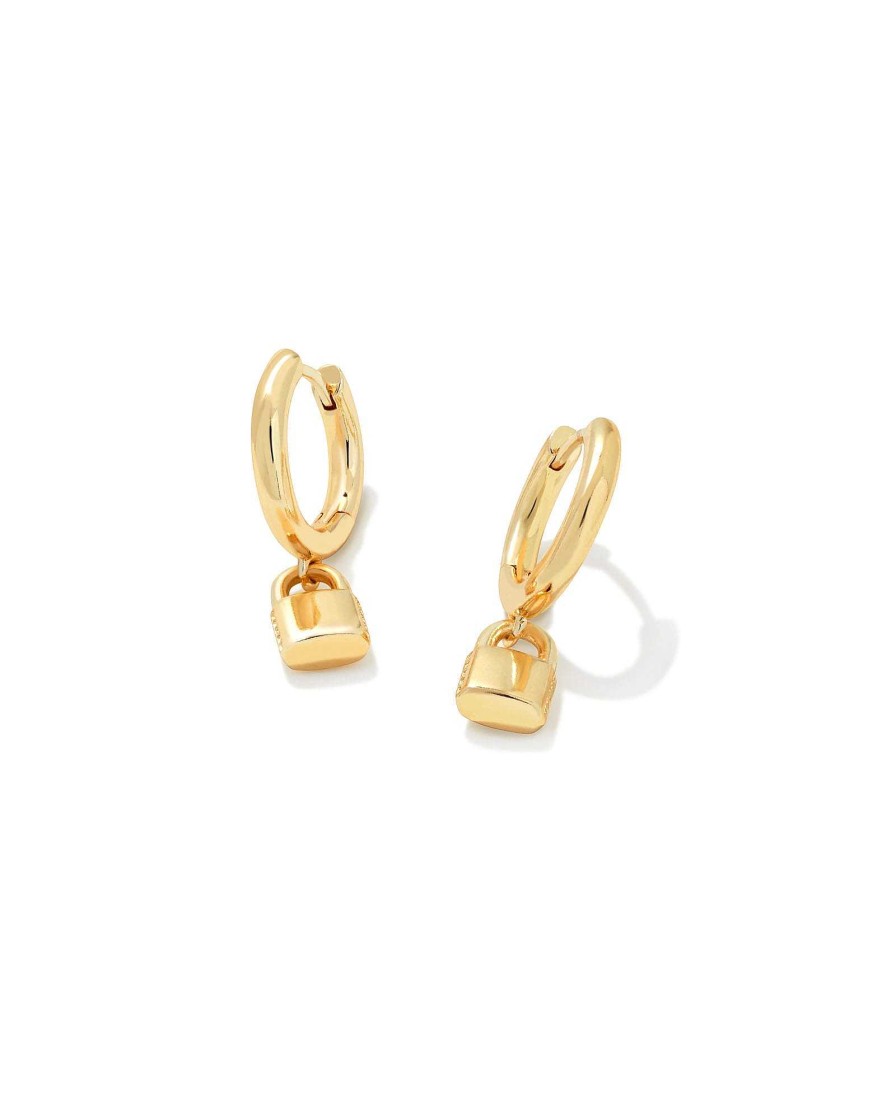 Kendra Scott Earrings | Jess Lock Huggie Earrings In Gold