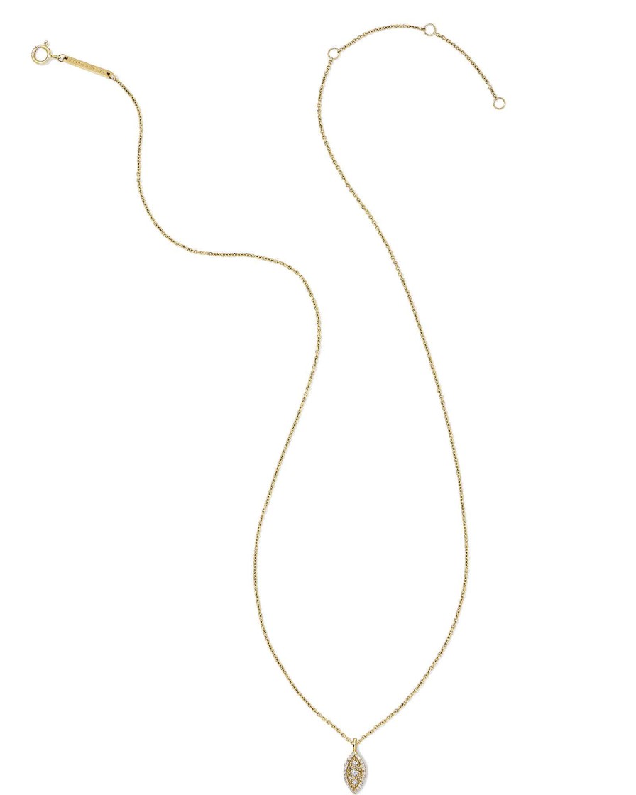 Kendra Scott Necklaces | Vivianne 14K Yellow Gold Pendant Necklace In White Diamond