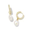 Kendra Scott Earrings | Willa Gold Pearl Huggie Earrings In White Pearl