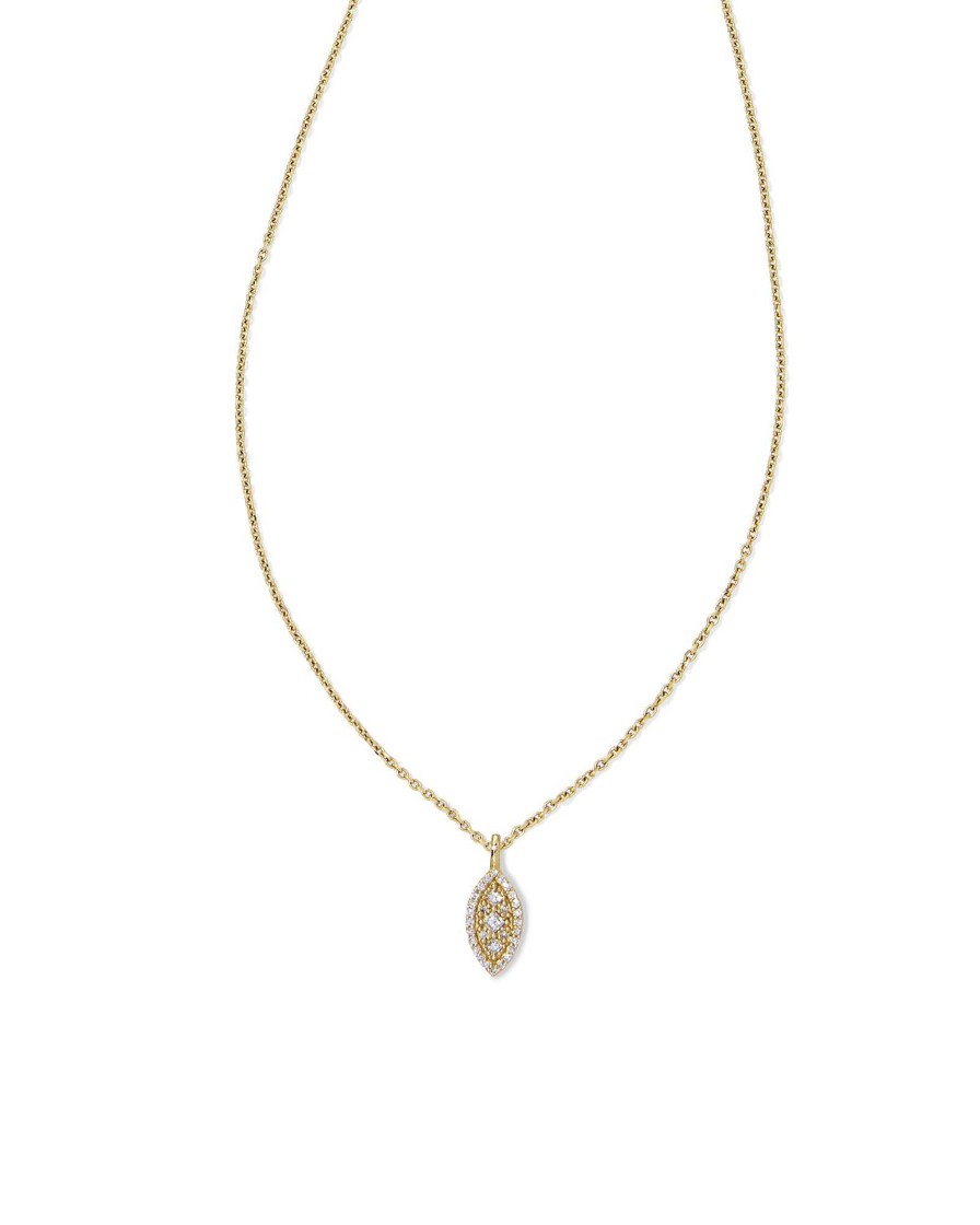 Kendra Scott Necklaces | Vivianne 14K Yellow Gold Pendant Necklace In White Diamond