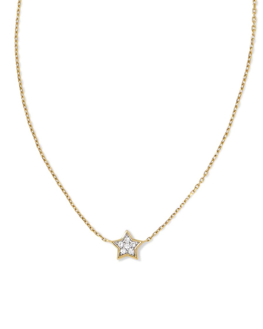 Kendra Scott Necklaces | Tiny Star 14K Yellow Gold Pendant Necklace In White Diamond