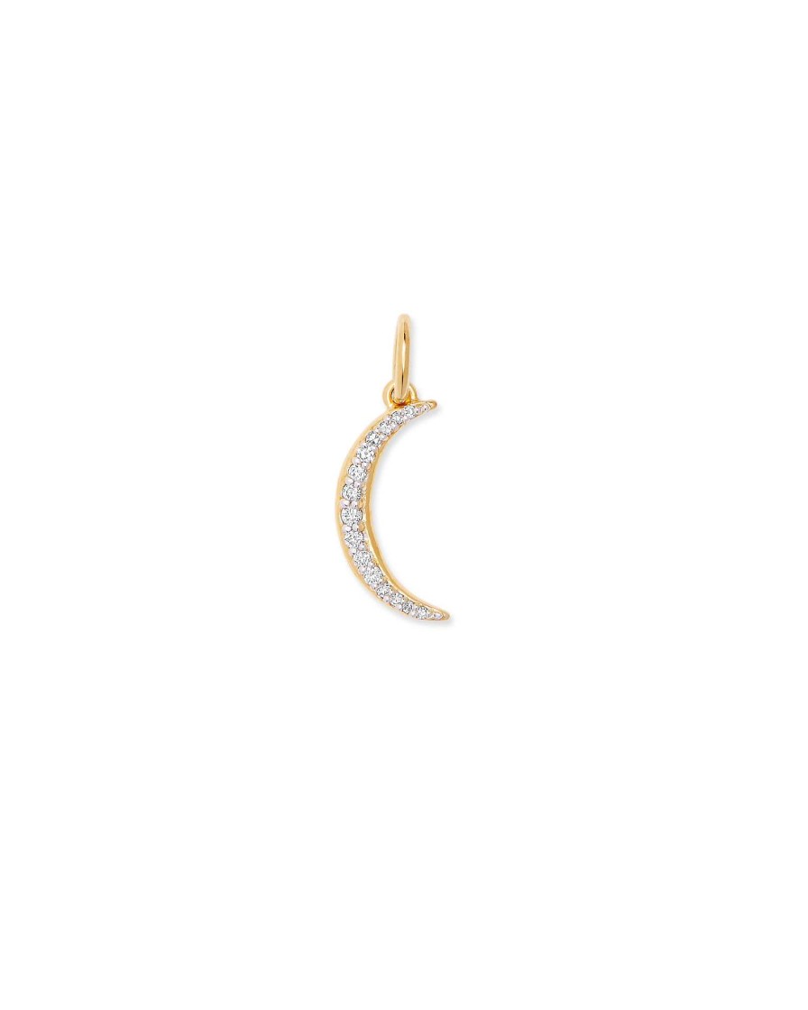 Kendra Scott Demi-Fine Jewelry | Crescent Moon 18K Gold Vermeil Charm In White Diamond