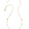 Kendra Scott Necklaces | Davie 18K Gold Vermeil Trio Strand Necklace In White Sapphire