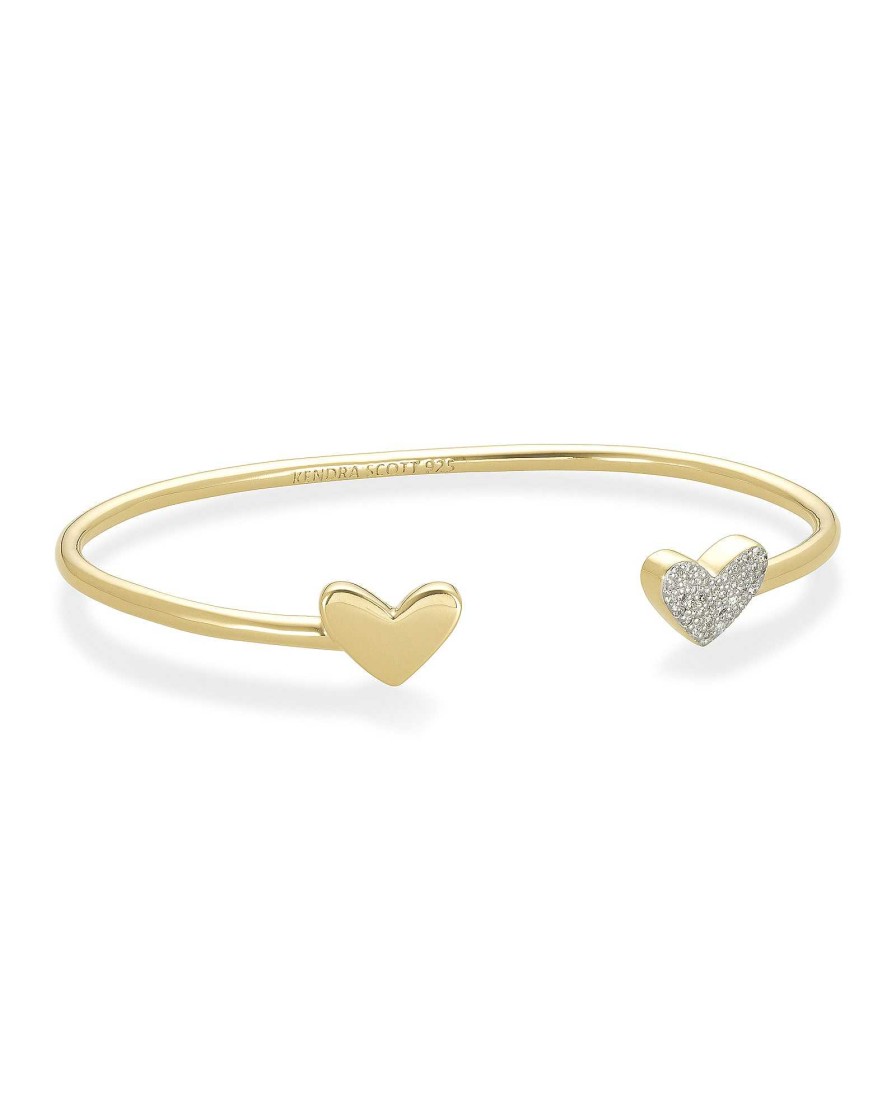 Kendra Scott Bracelets | Ari Heart 18K Gold Vermeil Cuff Bracelet In White Diamond