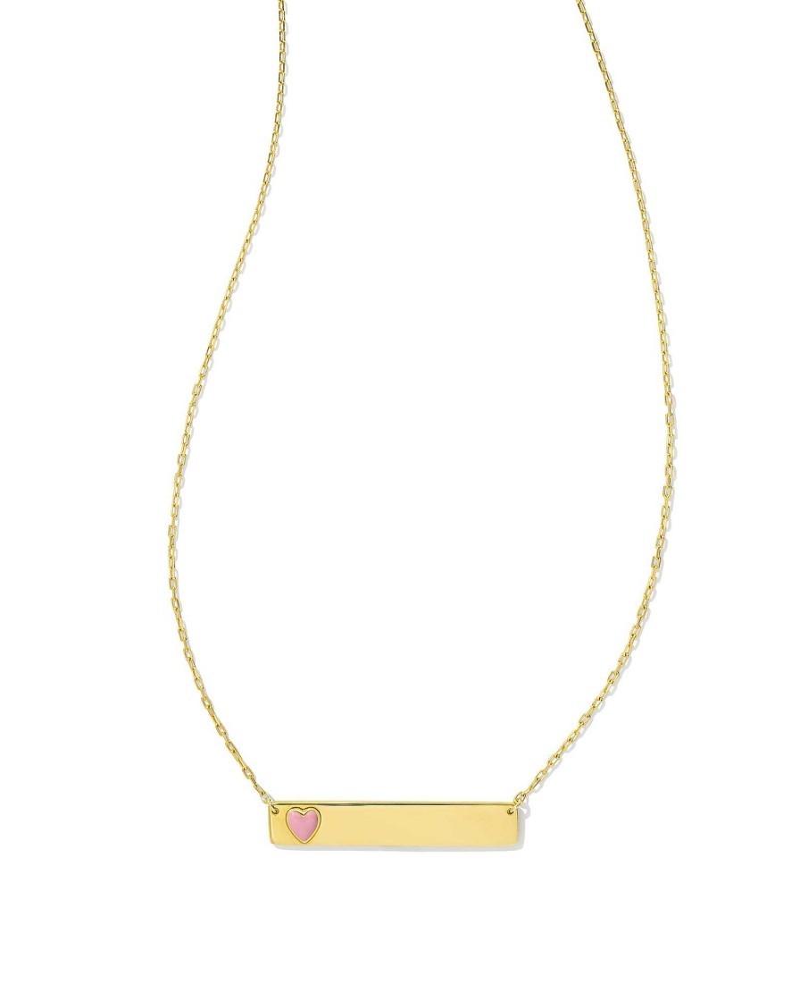 Kendra Scott Necklaces | Allison 18K Gold Vermeil Enamel Heart Pendant Necklace In Pink