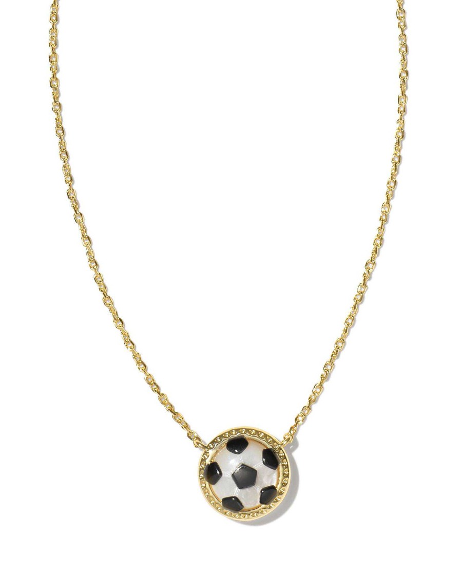 Kendra Scott Necklaces | Soccer Gold Short Pendant Necklace In Ivory Mother-Of-Pearl