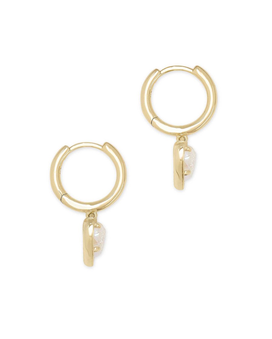 Kendra Scott Earrings | Ari Heart Gold Huggie Earrings In Iridescent Drusy