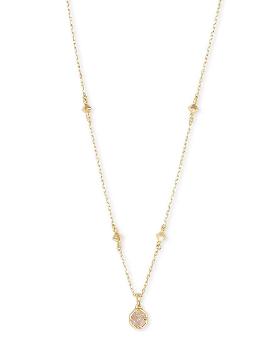 Kendra Scott Necklaces | Nola Gold Pendant Necklace In Iridescent Drusy