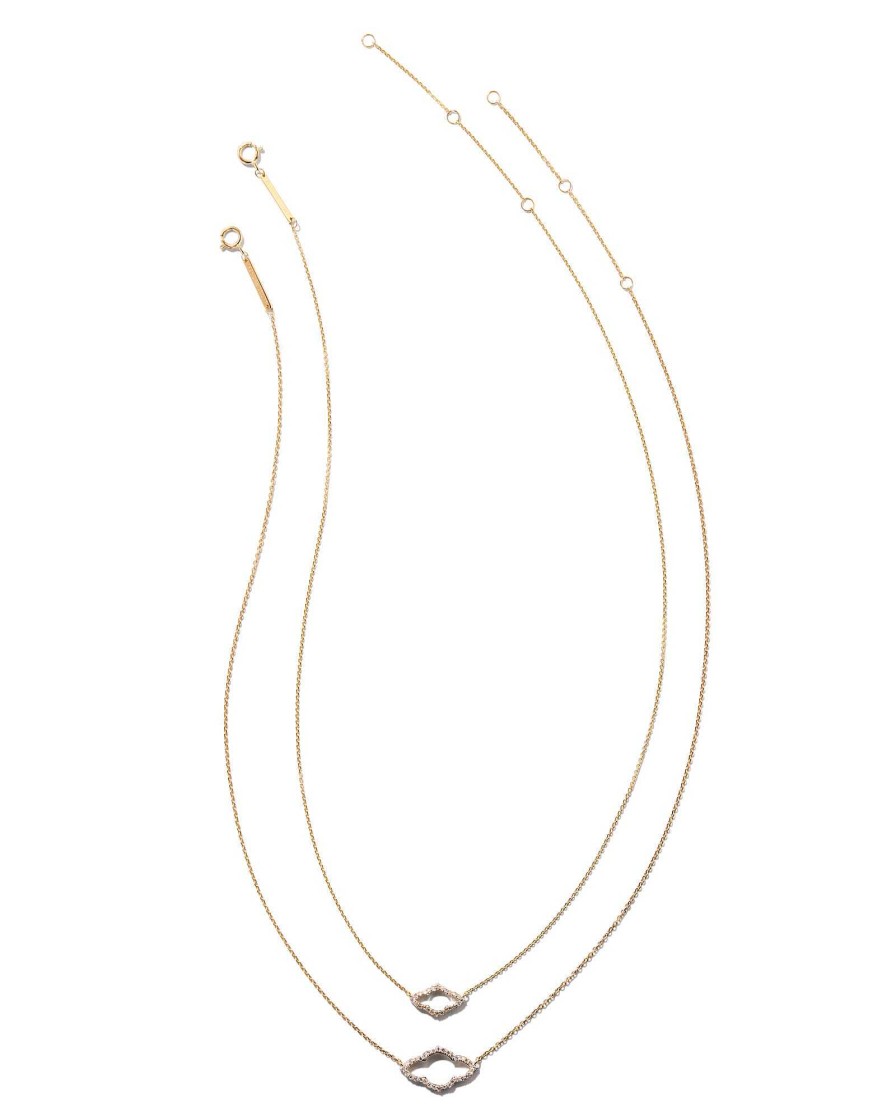 Kendra Scott Necklaces | Small Abbie 14K Yellow Gold Pendant Necklace In White Diamond