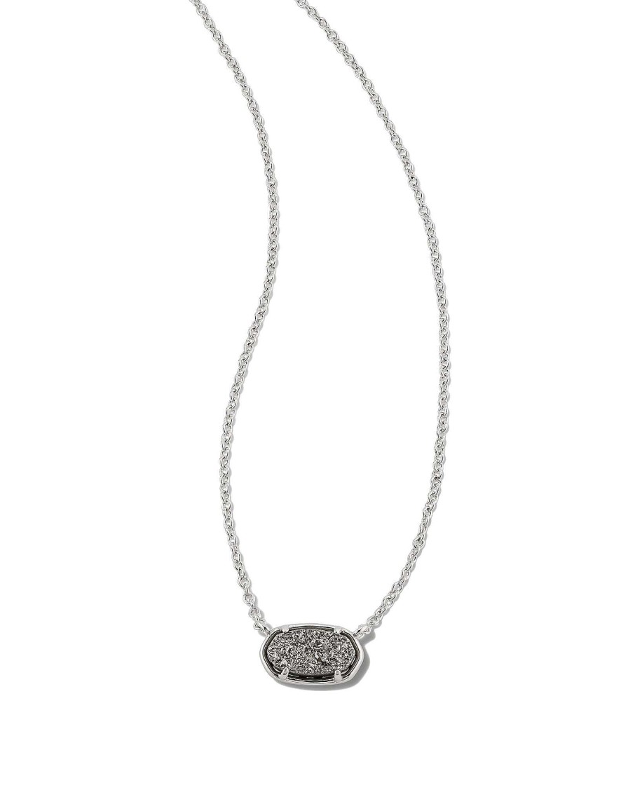 Kendra Scott Necklaces | Grayson Silver Pendant Necklace In Platinum Drusy