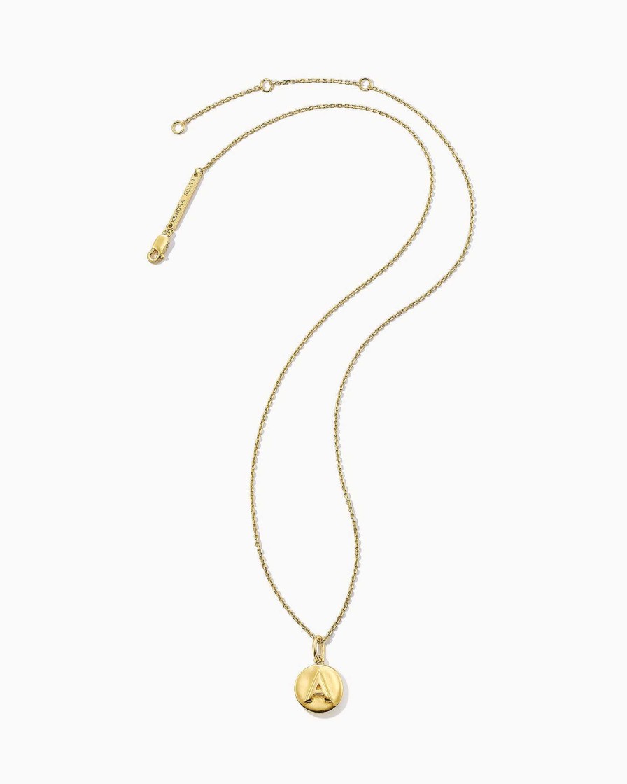 Kendra Scott Necklaces | Letter A Coin Pendant Necklace In 18K Gold Vermeil