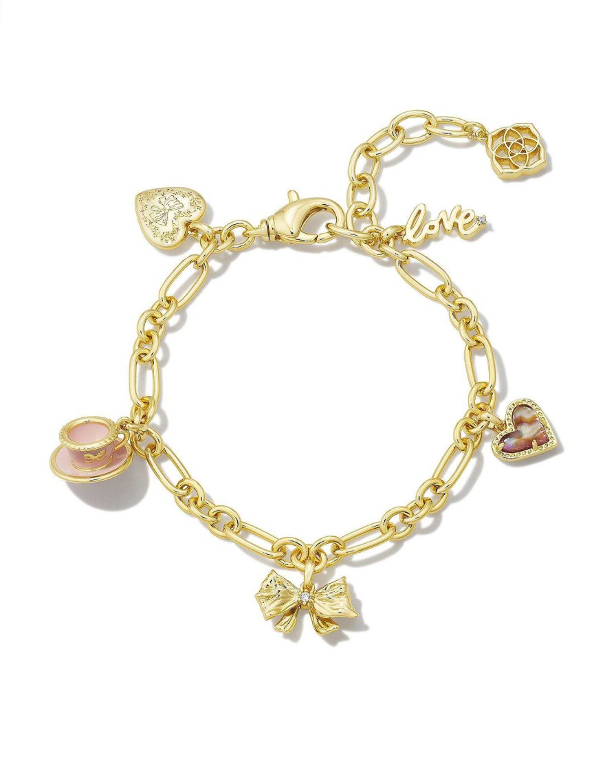 Kendra Scott Bracelets | Kendra Scott X Loveshackfancy Gold Charm Bracelet In Pink Mix