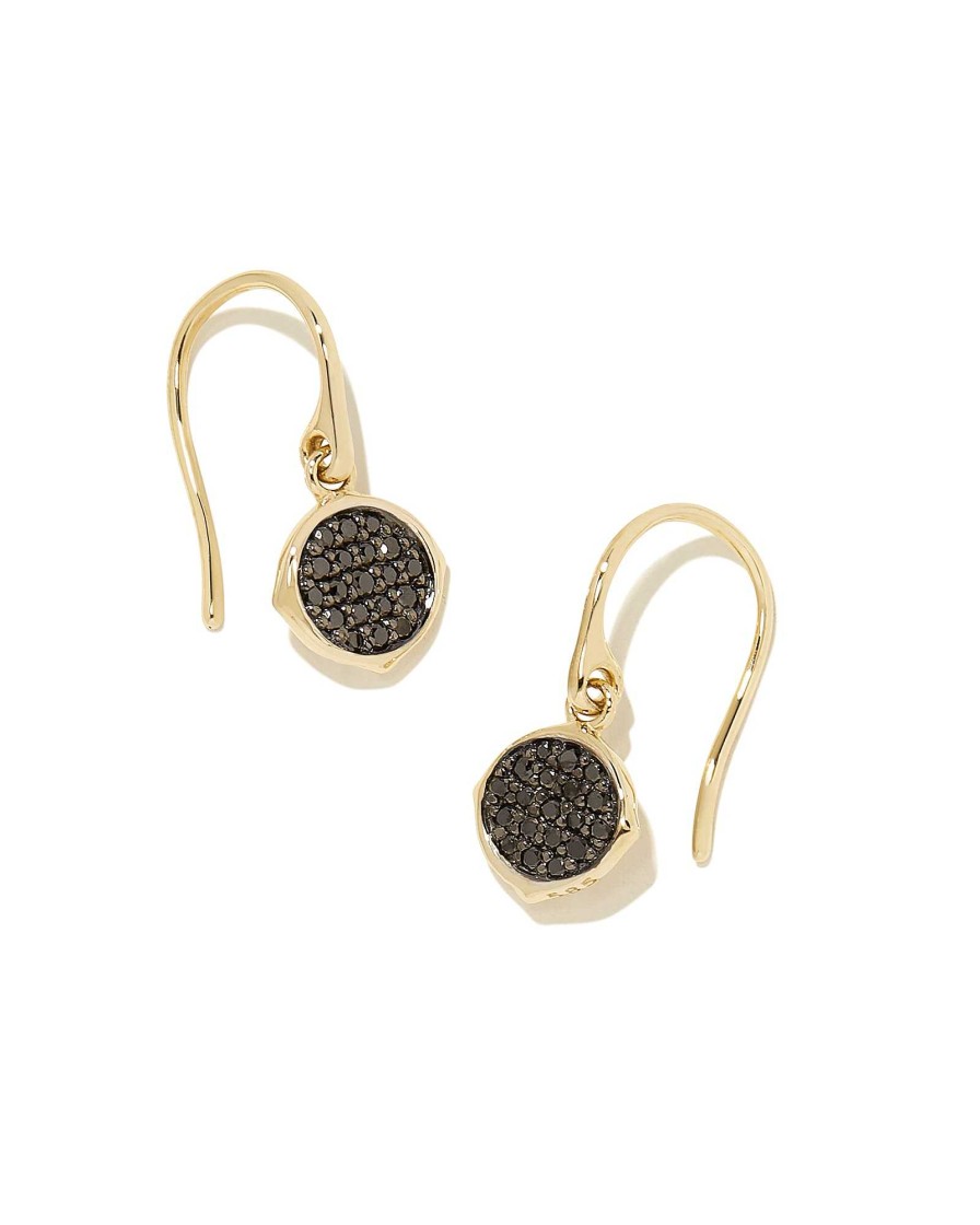 Kendra Scott Earrings | Matilda 14K Yellow Gold Drop Earrings In Black Diamond