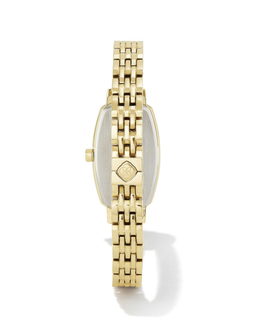 Kendra Scott Watches | Elle Gold Tone Stainless Steel Watch In Black Mother-Of-Pearl