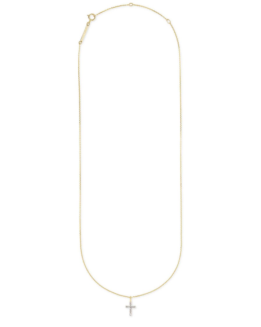 Kendra Scott Necklaces | Cross 14K Yellow Gold Pendant Necklace In White Diamonds