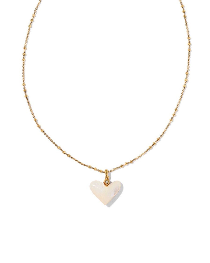 Kendra Scott Necklaces | Poppy Vintage Gold Short Pendant Necklace In Ivory Mother-Of-Pearl