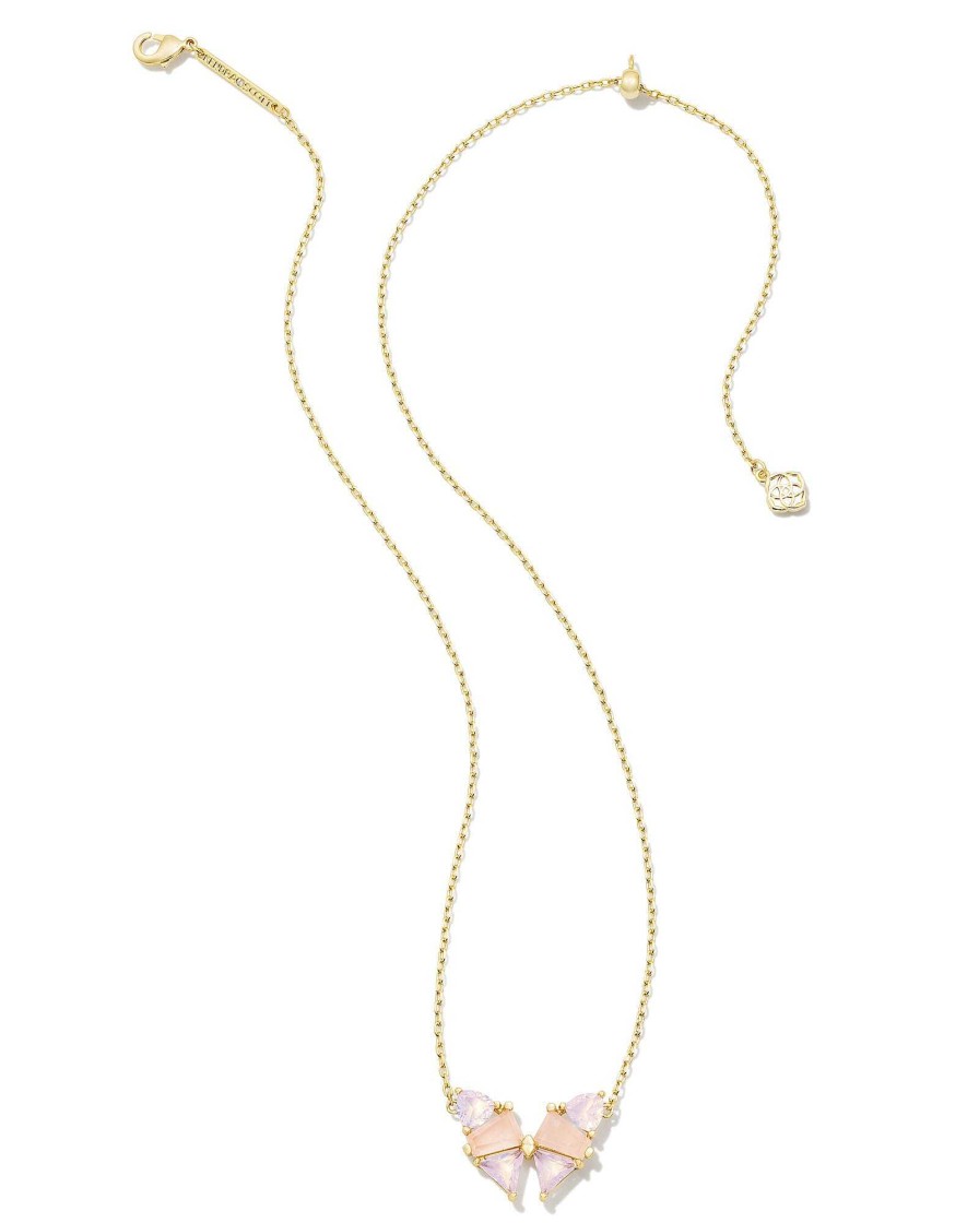 Kendra Scott Necklaces | Blair Gold Butterfly Pendant Necklace In Pink Mix