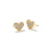 Kendra Scott Earrings | Ari Gold Pave Crystal Heart Earrings In White Crystal