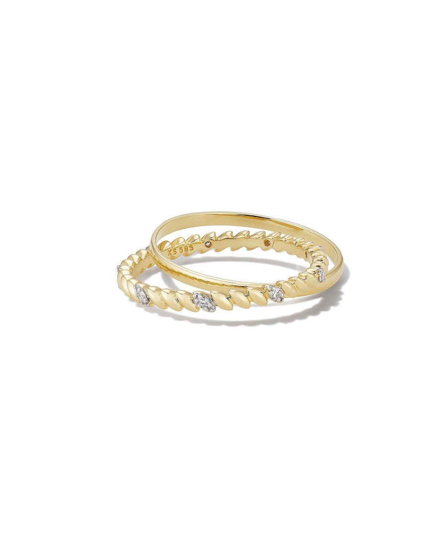 Kendra Scott Rings | Tyler 14K Yellow Gold Double Band Ring In White Diamond