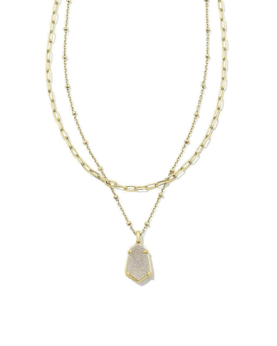 Kendra Scott Necklaces | Alexandria Gold Multi Strand Necklace In Iridescent Drusy