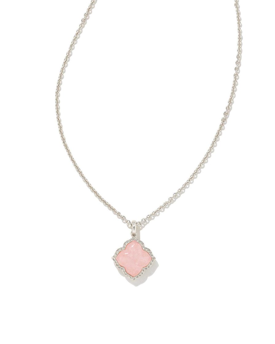 Kendra Scott Necklaces | Mallory Silver Pendant Necklace In Rose Quartz