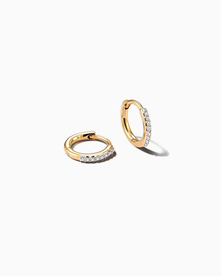 Kendra Scott Earrings | Mila 14K Yellow Gold Huggie Earrings In White Diamond