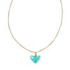 Kendra Scott Necklaces | Poppy Vintage Gold Short Pendant Necklace In Variegated Turquoise Magnesite