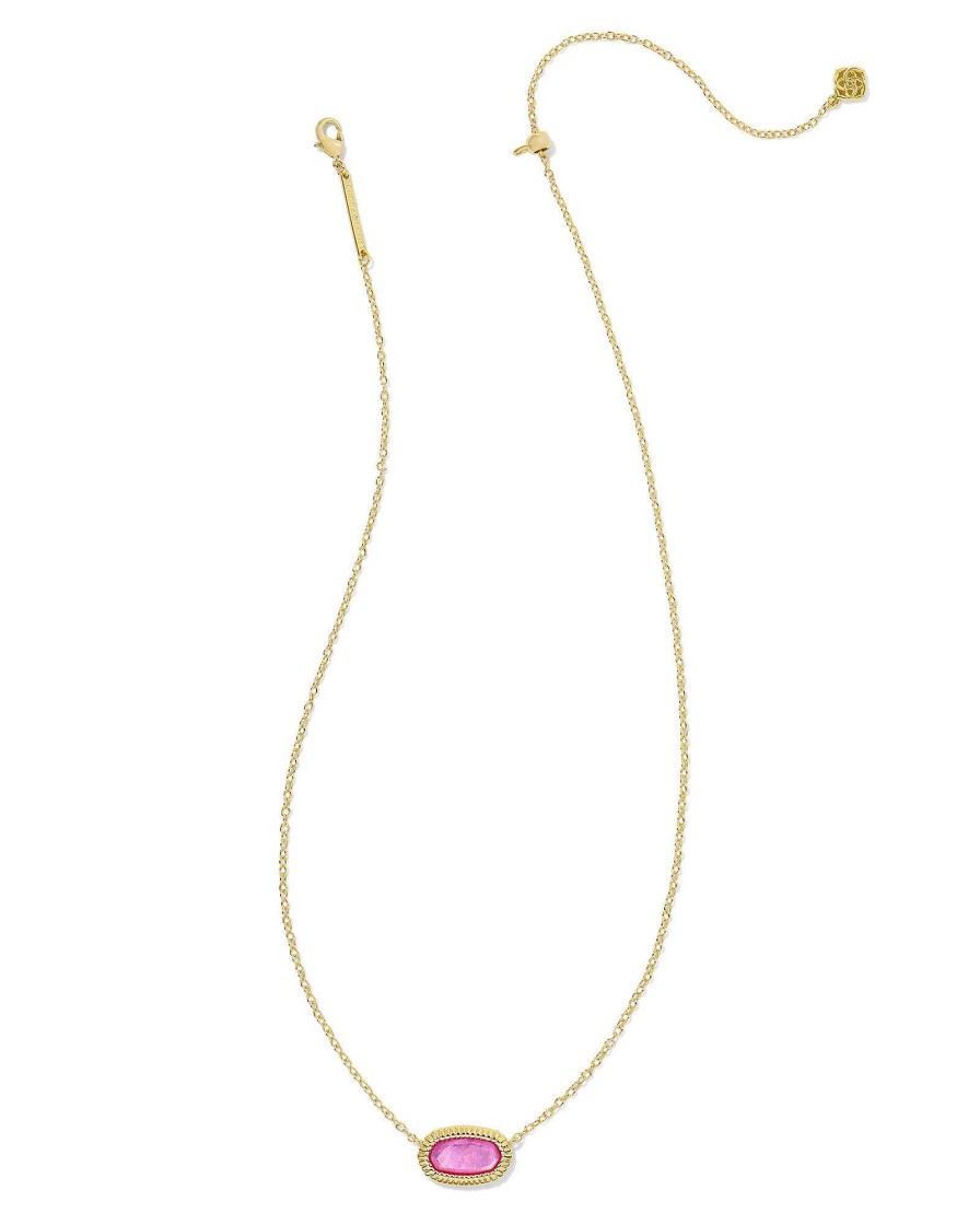 Kendra Scott Necklaces | Elisa Gold Ridge Frame Short Pendant Necklace In Azalea Illusion