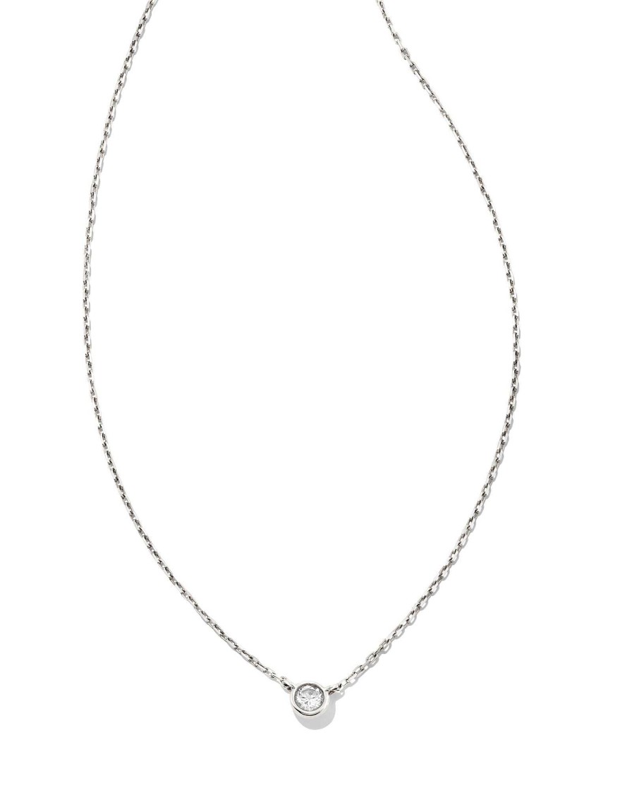 Kendra Scott Necklaces | Audrey 14K White Gold Pendant Necklace In White Diamond