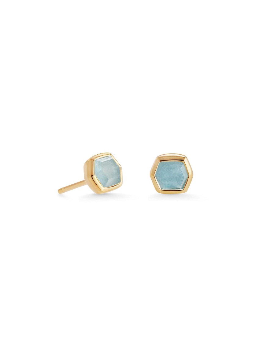 Kendra Scott Earrings | Davie 18K Gold Vermeil Stud Earrings In Aquamarine