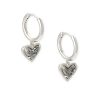 Kendra Scott Earrings | Ari Heart Silver Huggie Earrings In Platinum Drusy