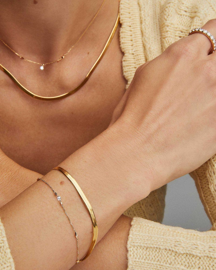 Kendra Scott Bracelets | Herringbone Chain Bracelet In 18K Yellow Gold Vermeil